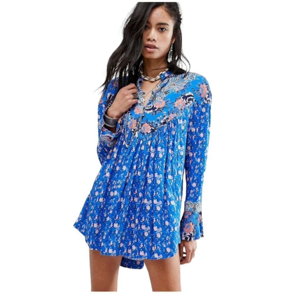 FREE PEOPLE wildflower fields henley oversized tunic shirt XS